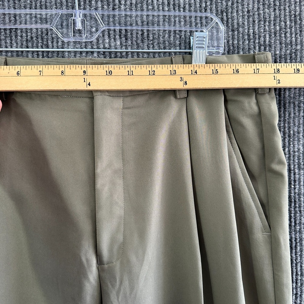 IZOD Mens Dress Pants Size 36x34 Beige Polyester Pleated Front Cuffed High Rise - Picture 2 of 8
